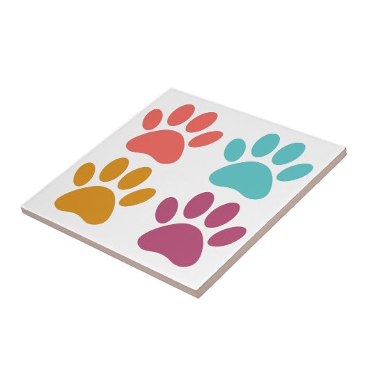 Dog Paw Print Cool Colors Tegeltje (Zijkant)