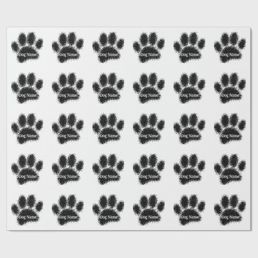 Dog Paw Print Custom Name Rubber Stamp Effect Cadeaupapier (Vlak)