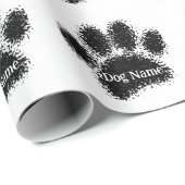 Dog Paw Print Custom Name Rubber Stamp Effect Cadeaupapier (Rol Hoek)