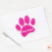 Dog Paw Print Custom Name Rubber Stamp Effect Ronde Sticker (Envelop)