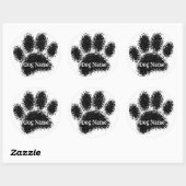Dog Paw Print Custom Name Rubber Stamp Effect Ronde Sticker (Vel)