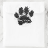 Dog Paw Print Custom Name Rubber Stamp Effect Ronde Sticker (Tas)