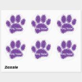 Dog Paw Print Custom Name Rubber Stamp Effect Ronde Sticker (Vel)