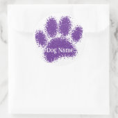 Dog Paw Print Custom Name Rubber Stamp Effect Ronde Sticker (Tas)