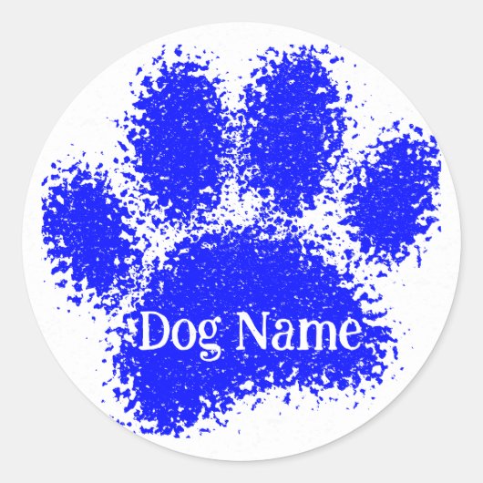 Dog Paw Print Custom Name Rubber Stamp Effect Ronde Sticker (Voorkant)