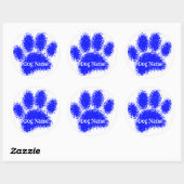 Dog Paw Print Custom Name Rubber Stamp Effect Ronde Sticker (Vel)