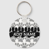 Dog Paw Print Custom Personalized Name Sleutelhanger (Voorkant)
