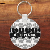 Dog Paw Print Custom Personalized Name Sleutelhanger (Voorkant)