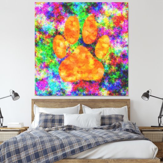 Dog Paw Print Digitale Waterverf (Insitu (Slaapkamer))