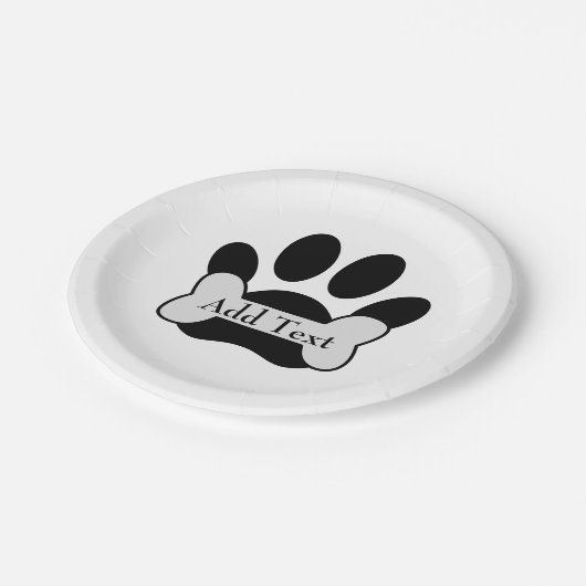 Dog Paw Print en Bone aangepaste tekst Papieren Bordje (Gekanteld)