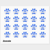 Dog Paw Print en Bone Blue Waterverf Custom Ronde Sticker (Vel)