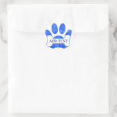 Dog Paw Print en Bone Blue Waterverf Custom Ronde Sticker (Tas)