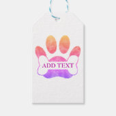 Dog Paw Print en Bone Kleurrijke Waterverf Custom Cadeaulabel (Voorkant)