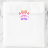 Dog Paw Print en Bone Kleurrijke Waterverf Custom Ronde Sticker (Tas)
