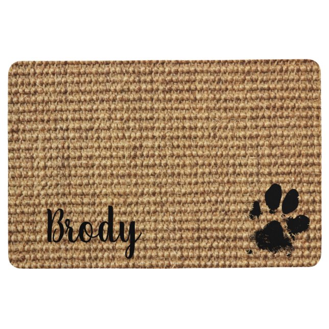 Dog Paw Print Floormat - Dog Bowl Placemat Vloermat (Voorkant)