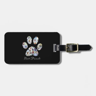 Dog Paw Print Foto Canvas, Aangepaste hond Canvas Bagagelabel