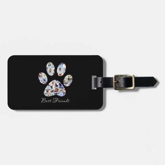 Dog Paw Print Foto Canvas, Aangepaste hond Canvas Bagagelabel (Voorkant horizontaal)