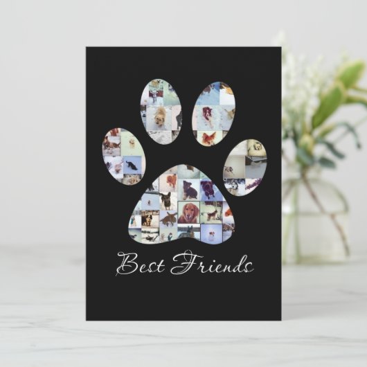 Dog Paw Print Foto Canvas, Aangepaste hond Canvas Bedankkaart (Staand voorkant)