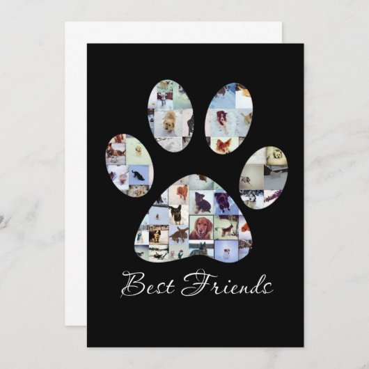 Dog Paw Print Foto Canvas, Aangepaste hond Canvas Bedankkaart (Voorkant / Achterkant)