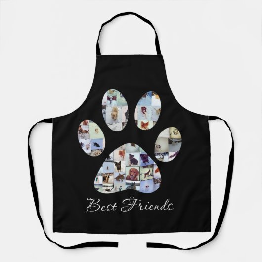 Dog Paw Print Foto Canvas, Aangepaste hond Canvas Schort (Voorkant)