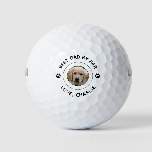 Dog Paw Print Foto Tekst Golf Pun Beste Papa Door  Golfballen (Voorkant)