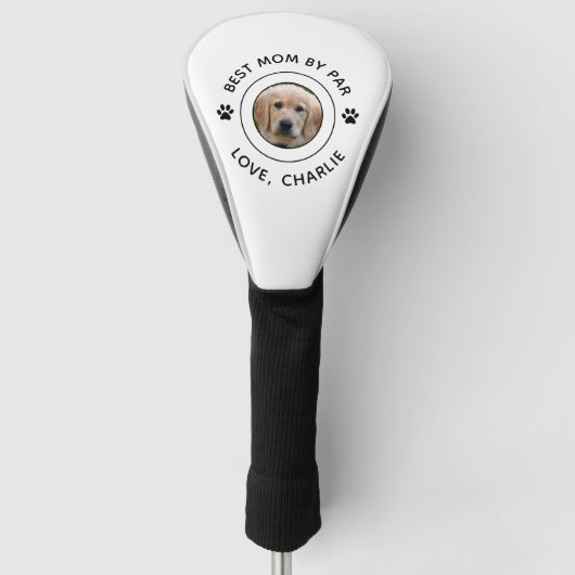 Dog Paw Print Fototekst Golf Pun Best Mom by Par Golfheadcover (Voorkant)