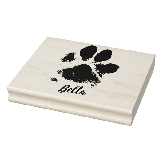 Dog Paw Print Gepersonaliseerde Huisdier Naam en I Rubberstempel (Stempel)