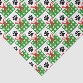 Dog Paw Print Gift Box Pattern Design Red Green Tissuepapier (Detail)