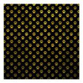 Dog Paw Print Gold Black Achtergrond Metallic Faux Poster (Voorkant)