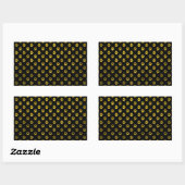 Dog Paw Print Gold Black Achtergrond Metallic Faux Rechthoekige Sticker (Vel)