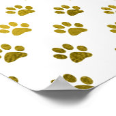 Dog Paw Print Gold White Metallic Faux Folie Paws (Hoek)