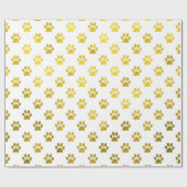 Dog Paw Print Gold White Metallic Faux Foliepalgen Cadeaupapier (Vlak)