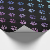 Dog Paw Print Green Blue Paars Rainbow Black Cadeaupapier (Hoek)