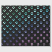 Dog Paw Print Green Blue Paars Rainbow Black Cadeaupapier (Vlak)