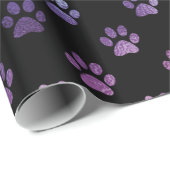 Dog Paw Print Green Blue Paars Rainbow Black Cadeaupapier (Rol Hoek)