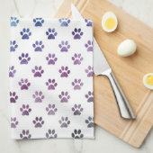 Dog Paw Print Green Blue Paars Rainbow White Theedoek (Quarter Fold)