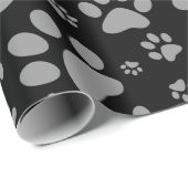 Dog Paw Print Grey and Black Cadeaupapier (Rol Hoek)