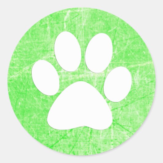 Dog Paw Print Groene en witte Stickers (Voorkant)