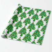 Dog Paw Print Groene Kerstboom met Ornamenten Cadeaupapier (Uitgerold)