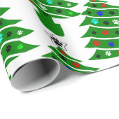 Dog Paw Print Groene Kerstboom met Ornamenten Cadeaupapier (Rol Hoek)