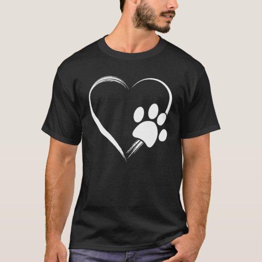 Dog Paw Print Hart T Shirt Cadeau voor Moeder Cade (Voorkant)
