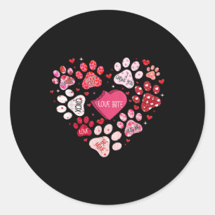 Dog Paw Print Hart Valentijnsdag Hondenliefhebber Ronde Sticker