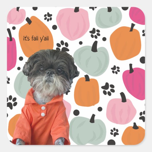 Dog Paw Print Herfst Voeg uw eigen aangepaste pomp Vierkante Sticker (Voorkant)