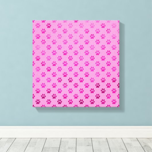Dog Paw Print "Hot Pink" Roze Achtergrond Metallic (Insitu (Houten vloer))