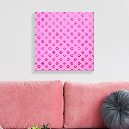 Dog Paw Print "Hot Pink" Roze Achtergrond Metallic (Insitu (Woonkamer))