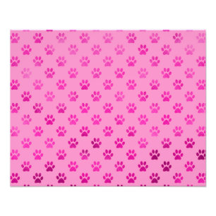 Dog Paw Print "Hot Pink" Roze Achtergrond Metallic Foto Afdruk