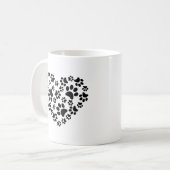Dog Paw Print Koffie Mok, Dog Paw Print hart Koffiemok (Voorkant links)