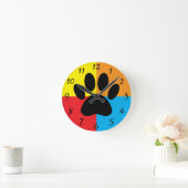 Dog Paw Print Levendige kleuren Aangepast Ronde Klok (Huis)