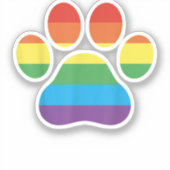 Dog Paw Print LGBTQ Rainbow Flag Gay Pride Ally Do Sticker (Voorkant)
