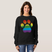 Dog Paw Print LGBTQ Rainbow Flag Gay Pride Ally Do Trui (Voorkant volledig)